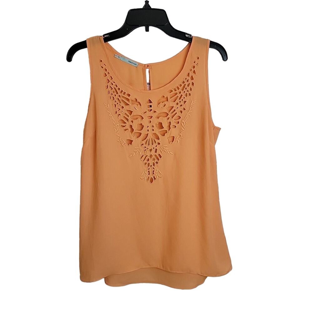 Maurices Orange Embroidered Cut-out‎ Sleeveless Tank Top Women's Size Medium